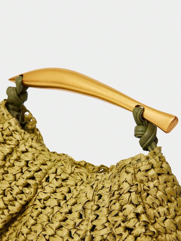 Golden Handle Clutch – Olive Green