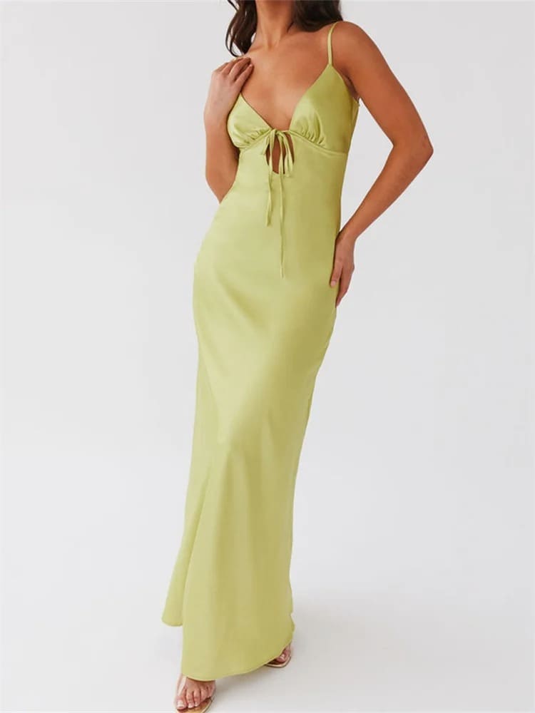 Le Luxe Tie-Back Dress – Lime Glow
