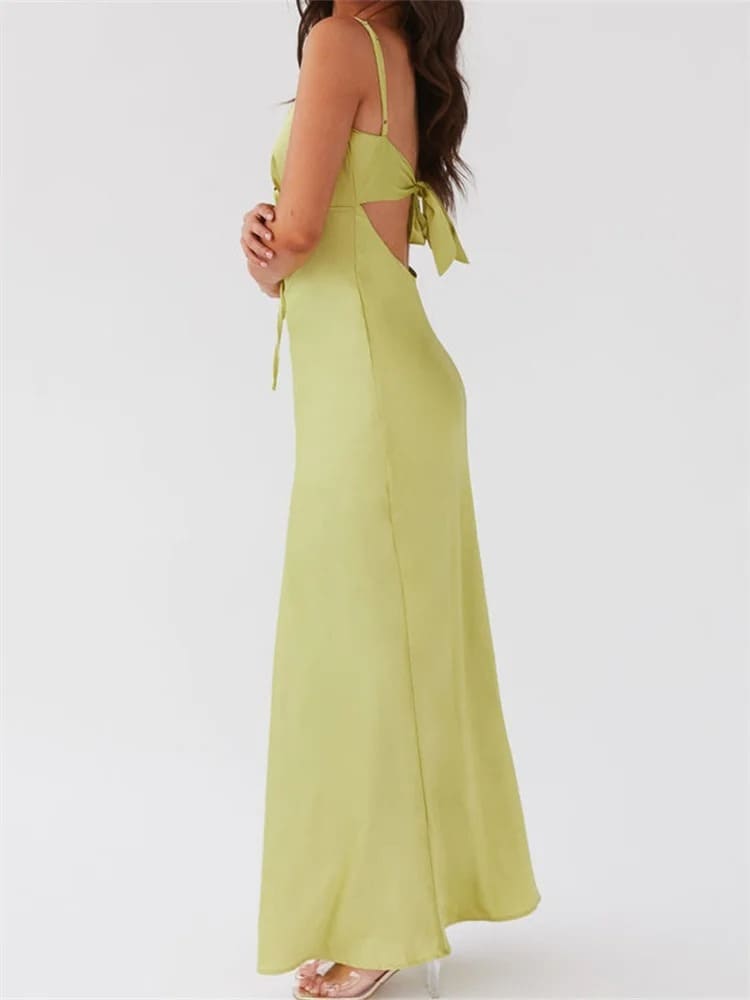 Le Luxe Tie-Back Dress – Lime Glow
