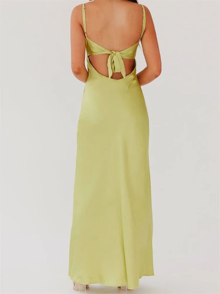 Le Luxe Tie-Back Dress – Lime Glow