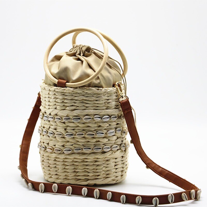Amalfi Shell Raffia Bucket Bag