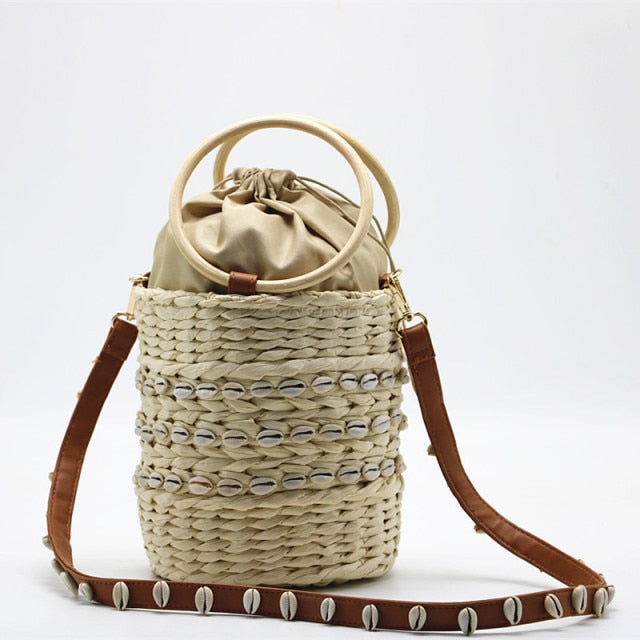 Amalfi Shell Raffia Bucket Bag