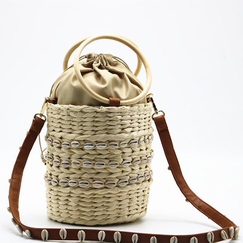 Amalfi Shell Raffia Bucket Bag