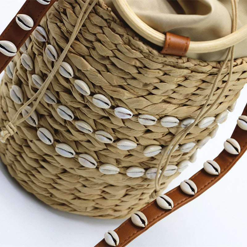 Amalfi Shell Raffia Bucket Bag