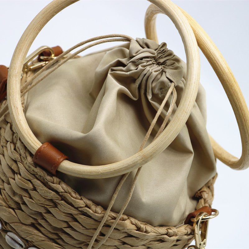 Amalfi Shell Raffia Bucket Bag