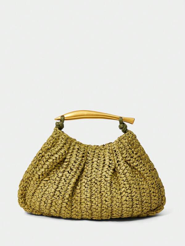 Golden Handle Clutch – Olive Green