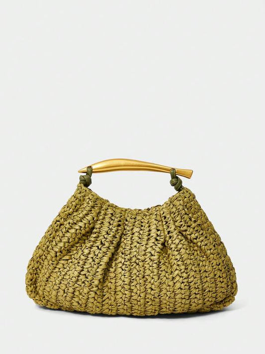 Golden Handle Clutch – Olive Green