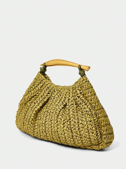 Golden Handle Clutch – Olive Green