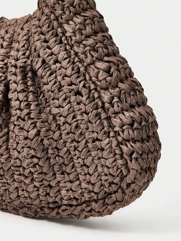 Golden Handle Clutch – Brown