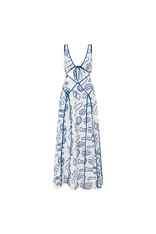 Mediterranean Breeze Cut-Out Maxi Dress