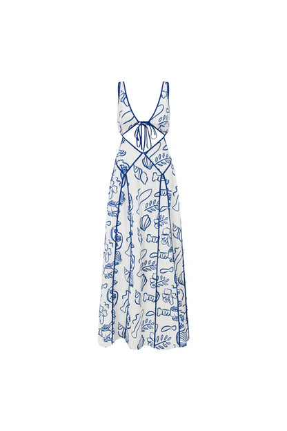 Mediterranean Breeze Cut-Out Maxi Dress