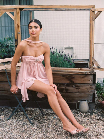 Citrus Blossom Halter Mini Dress
