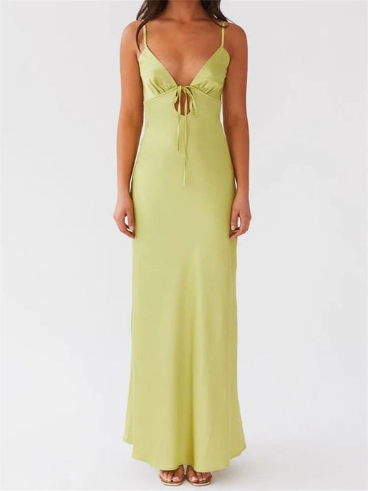 Le Luxe Tie-Back Dress – Lime Glow