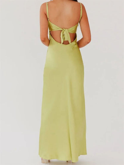 Le Luxe Tie-Back Dress – Lime Glow