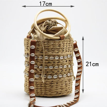 Amalfi Shell Raffia Bucket Bag