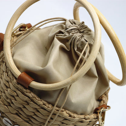 Amalfi Shell Raffia Bucket Bag